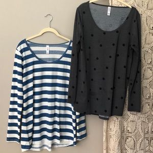 LuLaRoe LLR 2 size Medium L/S shirts Lynnae